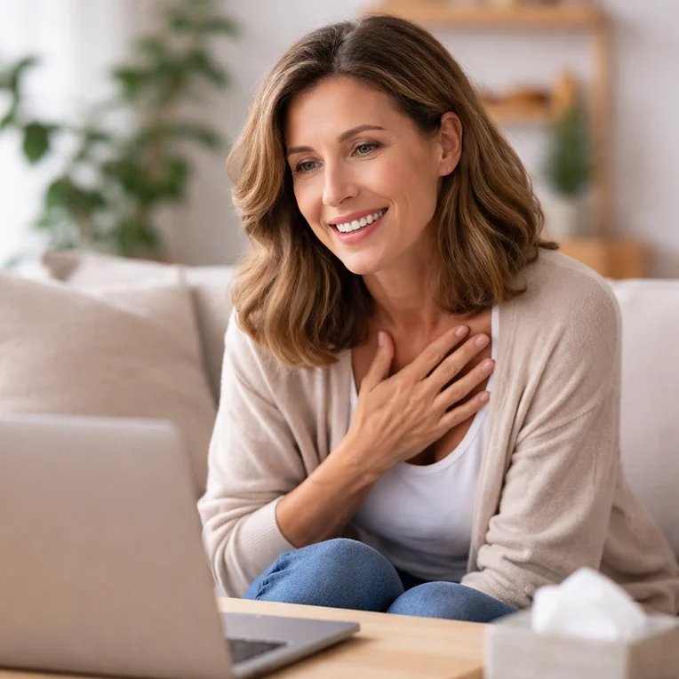 Femme séance en ligne